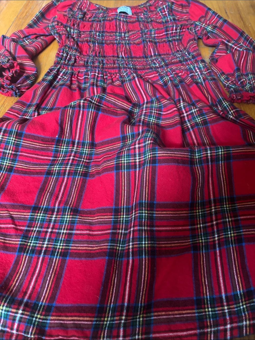 Old Navy Red Plaid Smocked Casual Dress for Girls